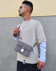 Pochette Uomo Bag Tracolla Chiusura Acciaio