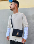 Pochette Uomo Bag Tracolla Chiusura Acciaio