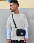 Pochette Uomo Bag Tracolla Chiusura Acciaio