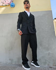 Abito Doppiopetto Nero 4 Bottoni Baggy fit