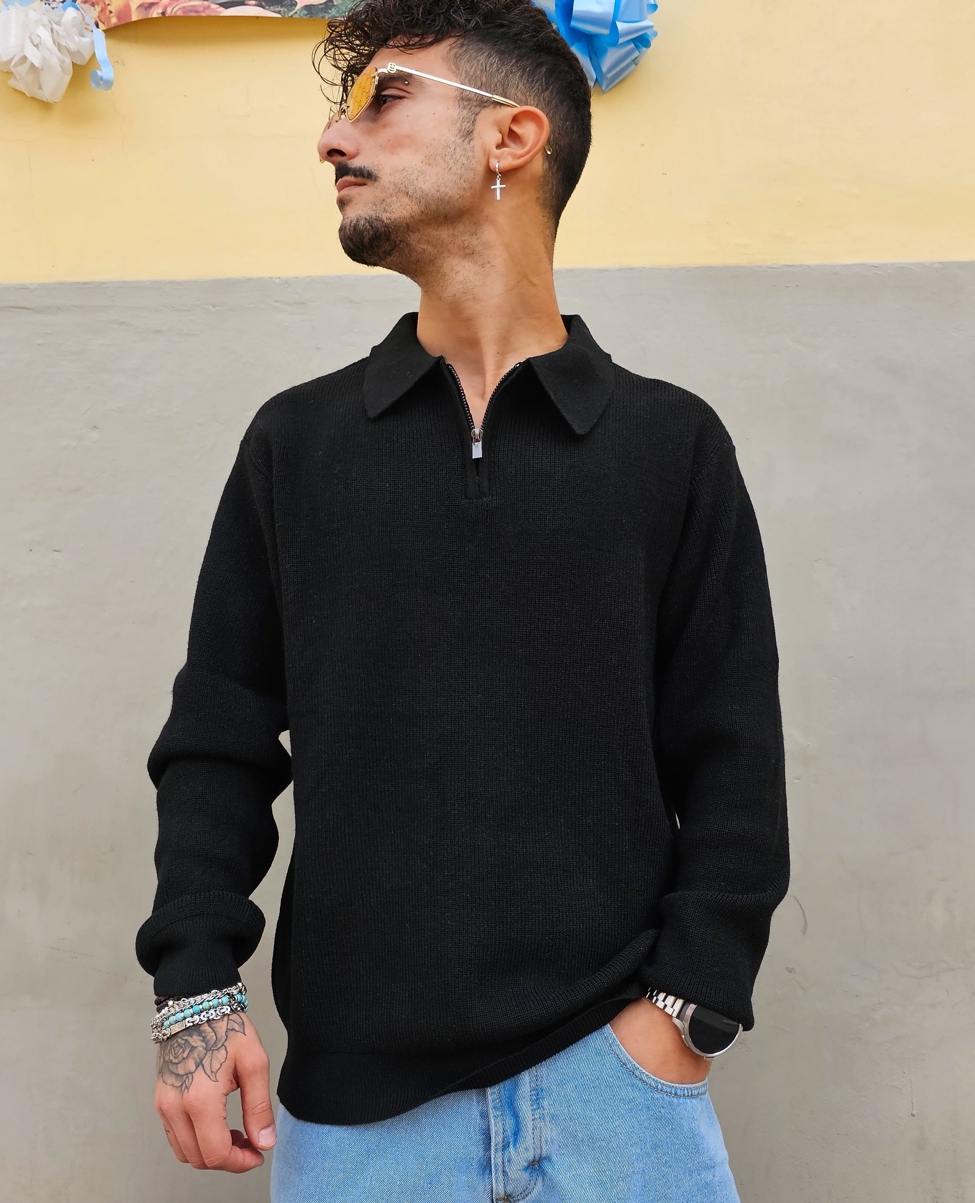 Maglione Polo Zip