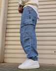 Jeans Cargo Baggy Basic Blue