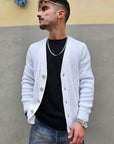 Cardigan Basic Bottone Contrasto