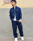 Completo Jeans Baggy Zip Blue