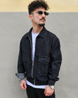 Giacca Di Jeans Zip Nera