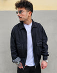 Giacca Di Jeans Zip Nera