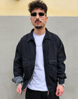 Giacca Di Jeans Zip Nera