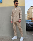 Abito Doppiopetto 6 Bottoni Beige Slim Fit