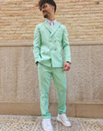 Abito Doppiopetto Verde Acqua Slim Fit