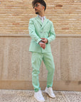 Abito Doppiopetto Verde Acqua Slim Fit