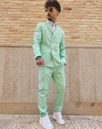 Abito Doppiopetto Verde Acqua Slim Fit