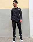 Abito Doppiopetto 4 Bottoni Nero Slim Fit