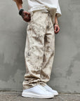 Jeans Marmorizzato Beige Baggy