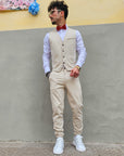 Completo Gilet Beige Slim Fit