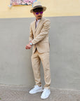 Abito Monopetto Tramato Beige