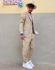 Abito Monopetto Tramato Beige