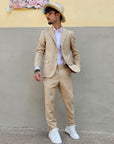 Abito Monopetto Tramato Beige