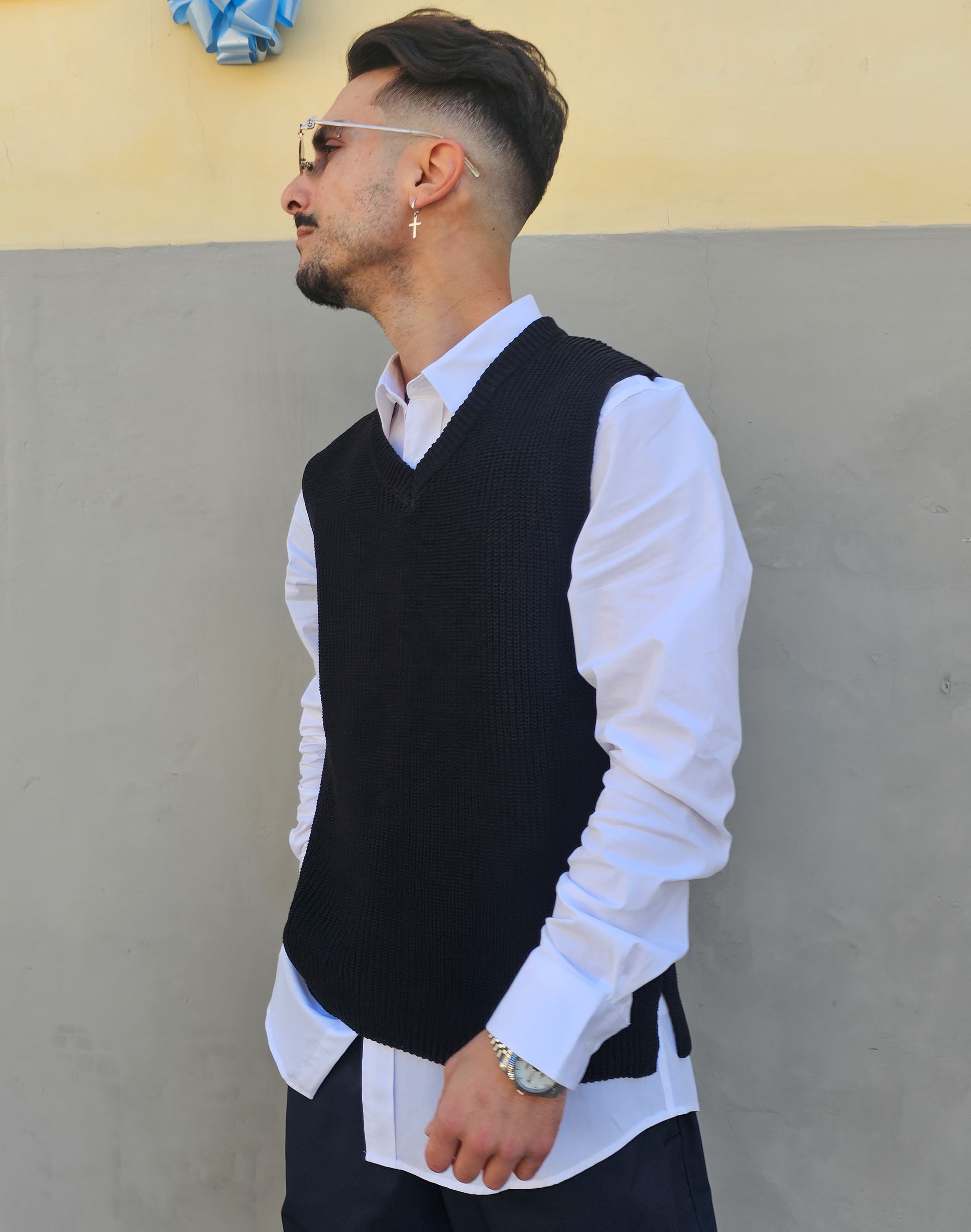 T-shirt Gilet Smanicato In Filo