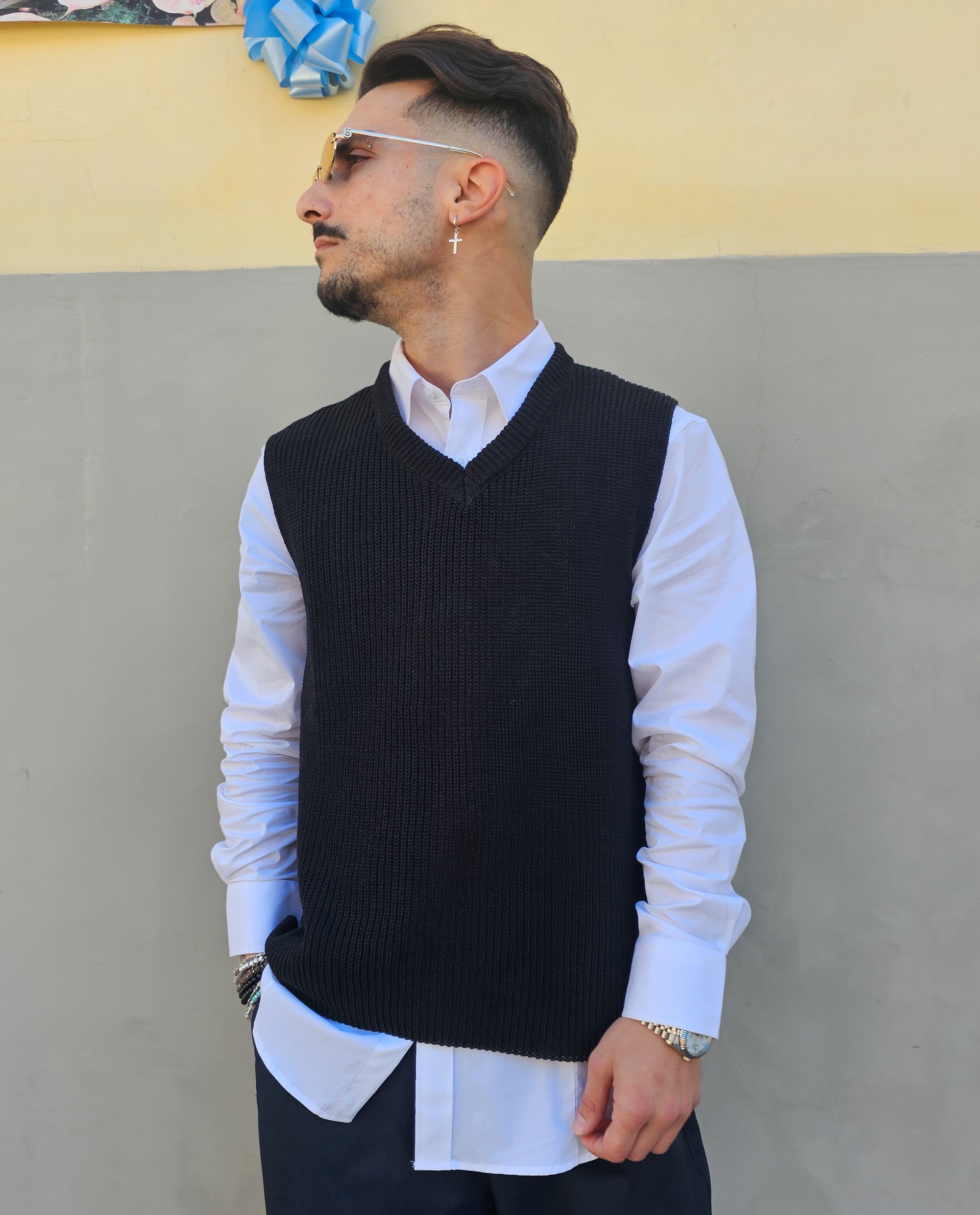 T-shirt Gilet Smanicato In Filo