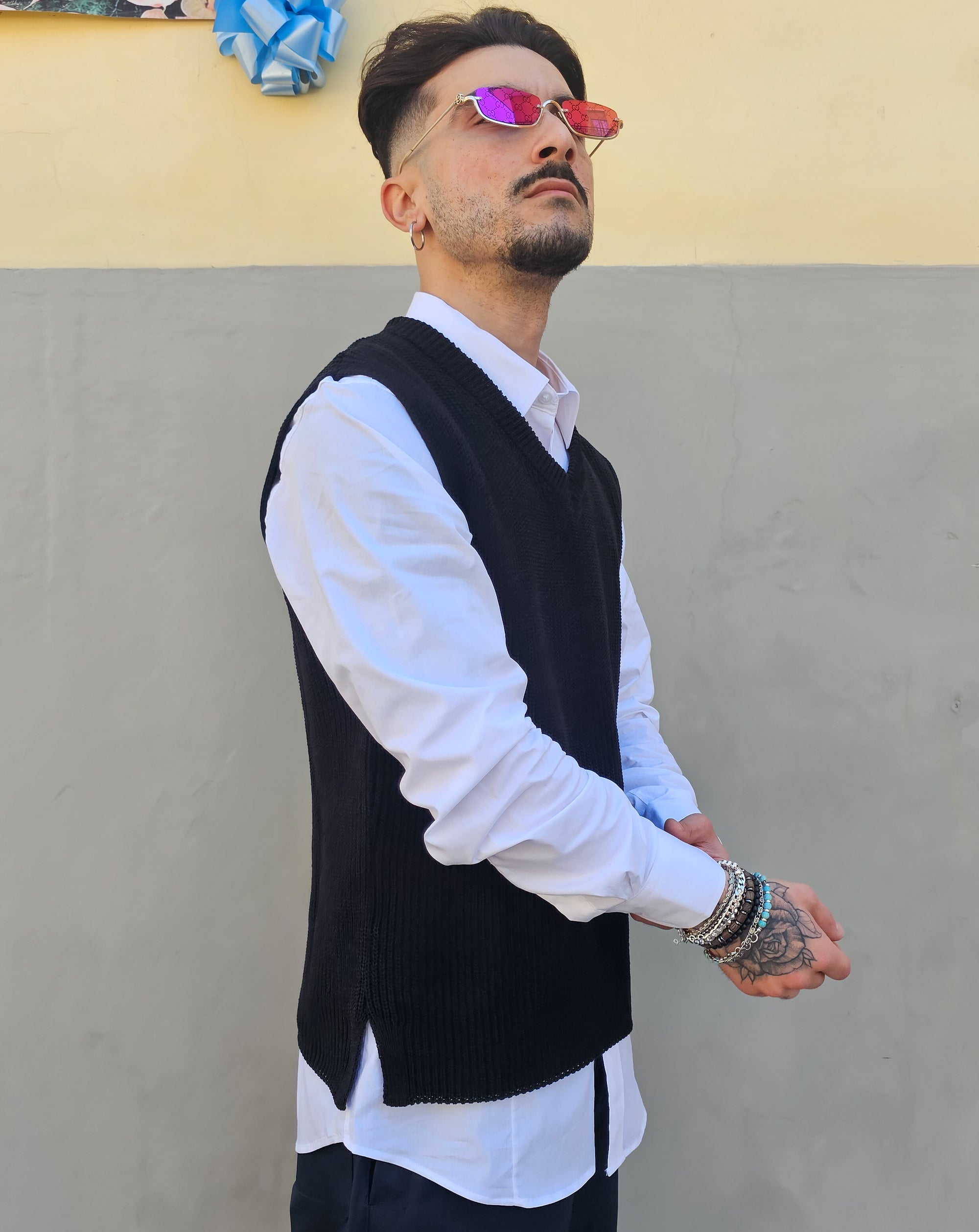 T-shirt Gilet Smanicato In Filo