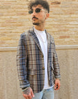 Giacca Monopetto Scozzese Blu