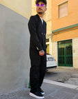Abito Doppiopetto Crop Nero Bottone Oro