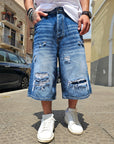 Bermuda Jeans Over Undergroud Blue