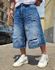 Bermuda Jeans Over Undergroud Blue