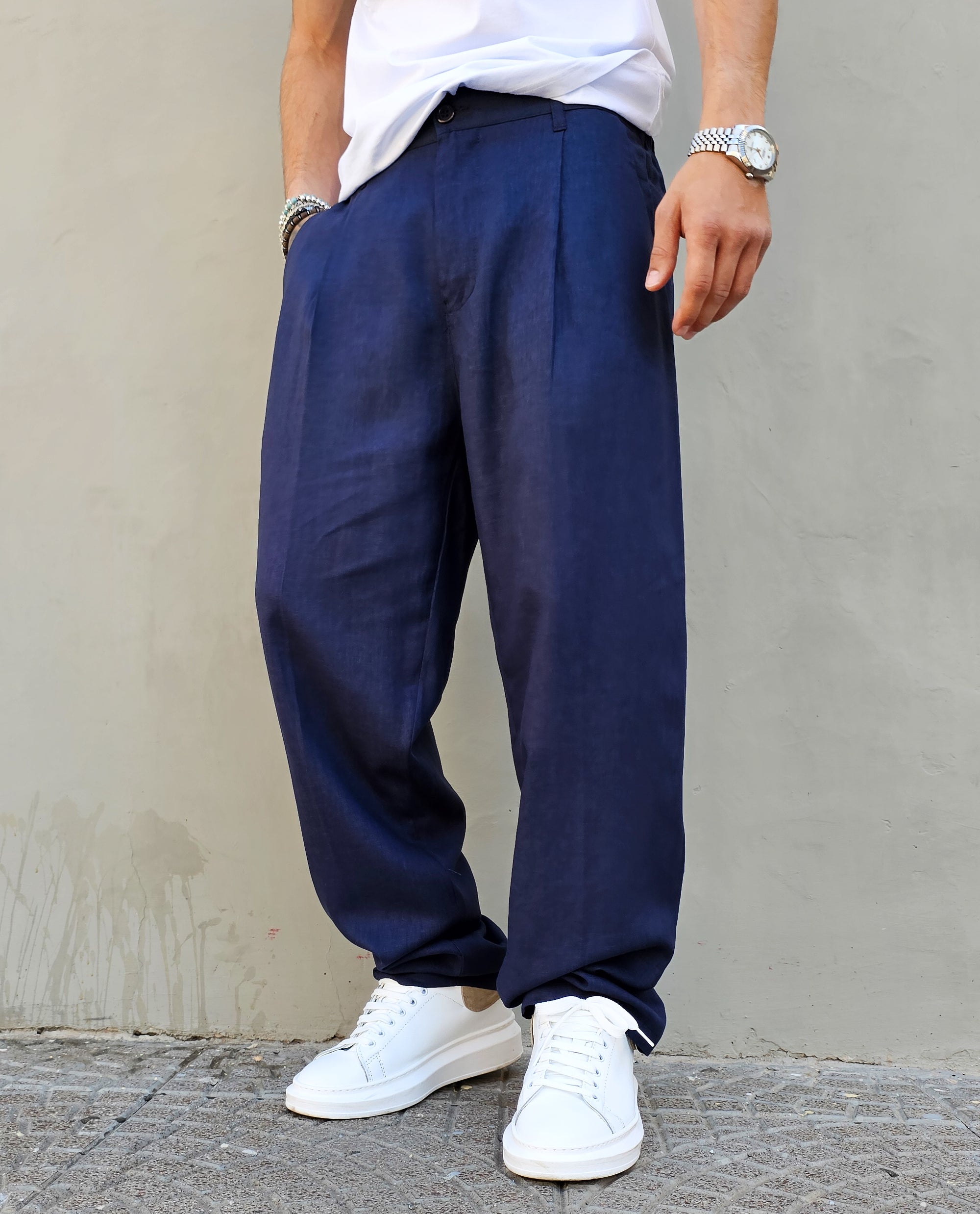 Pantalone Baggy Fit In Lino