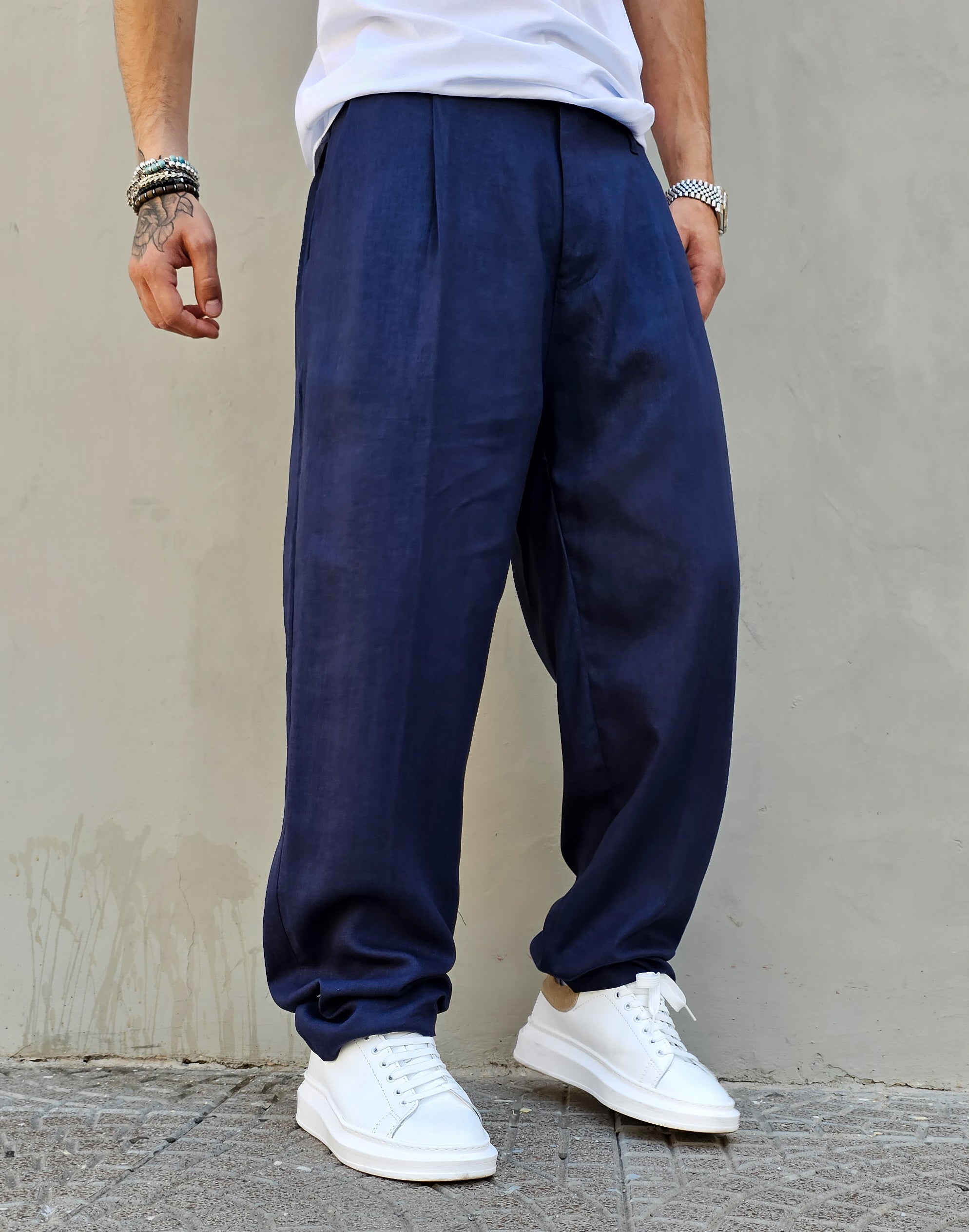 Pantalone Baggy Fit In Lino