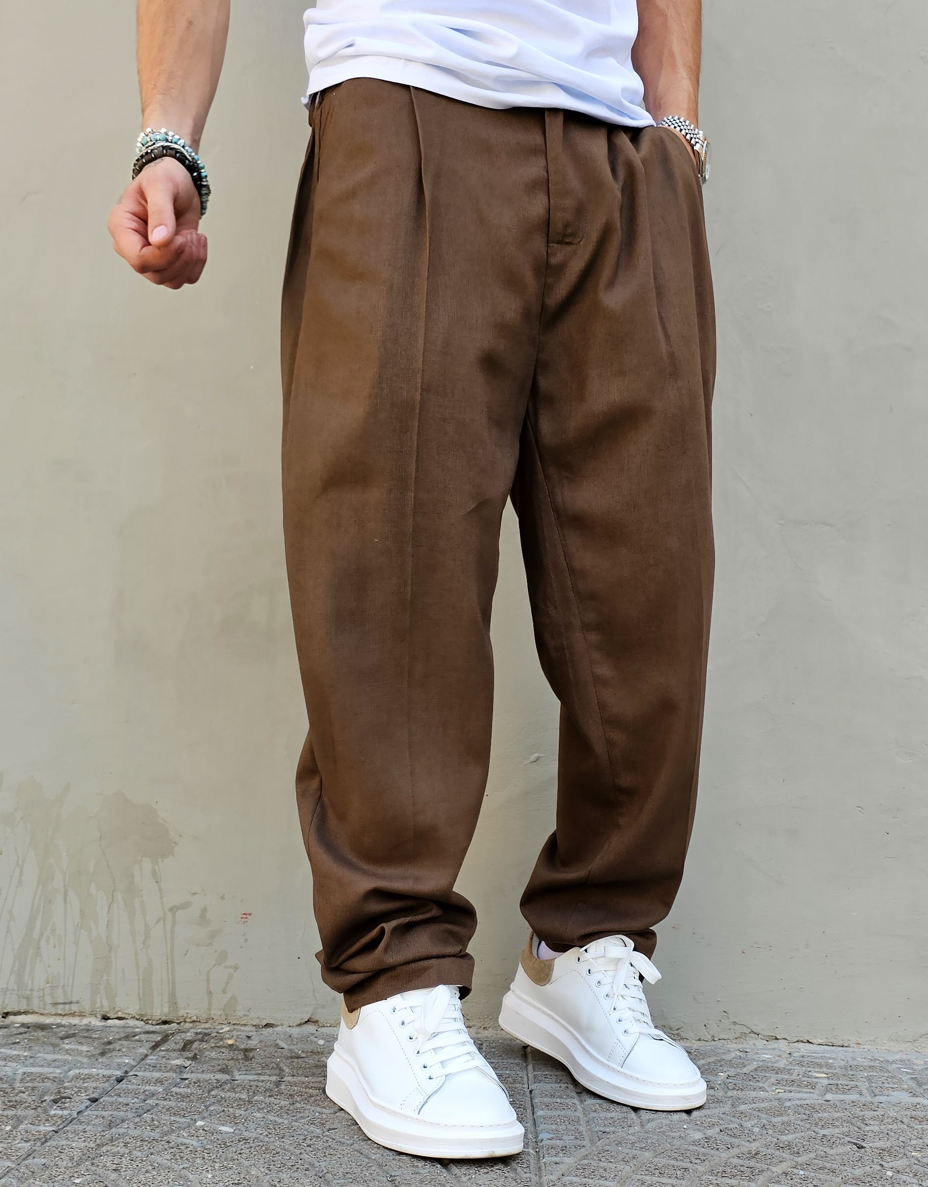 Pantalone Baggy Fit In Lino