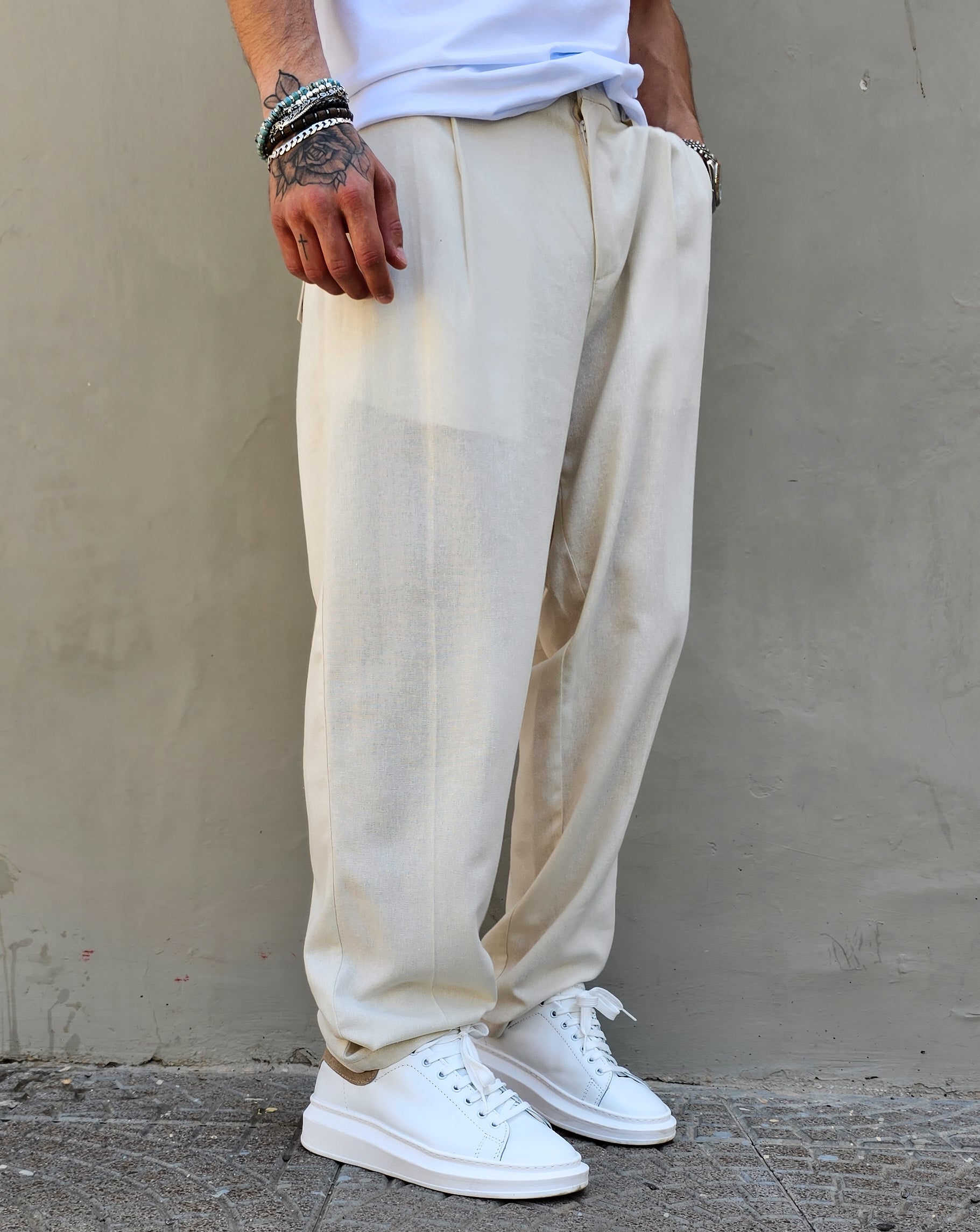 Pantalone Baggy Fit In Lino