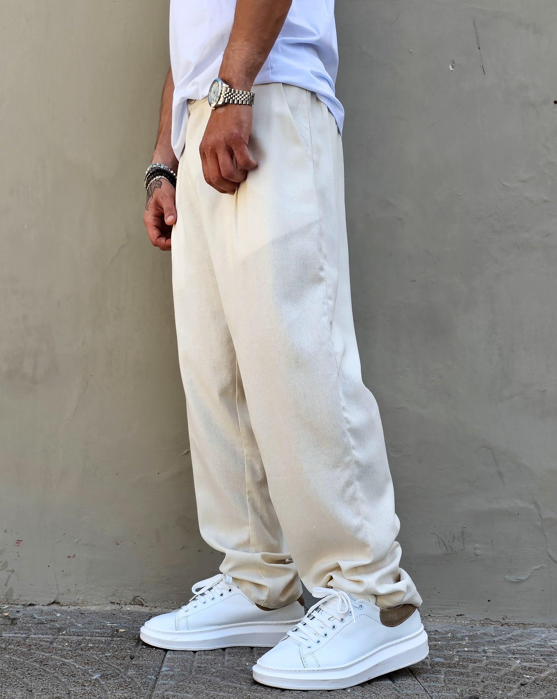 Pantalone Baggy Fit In Lino