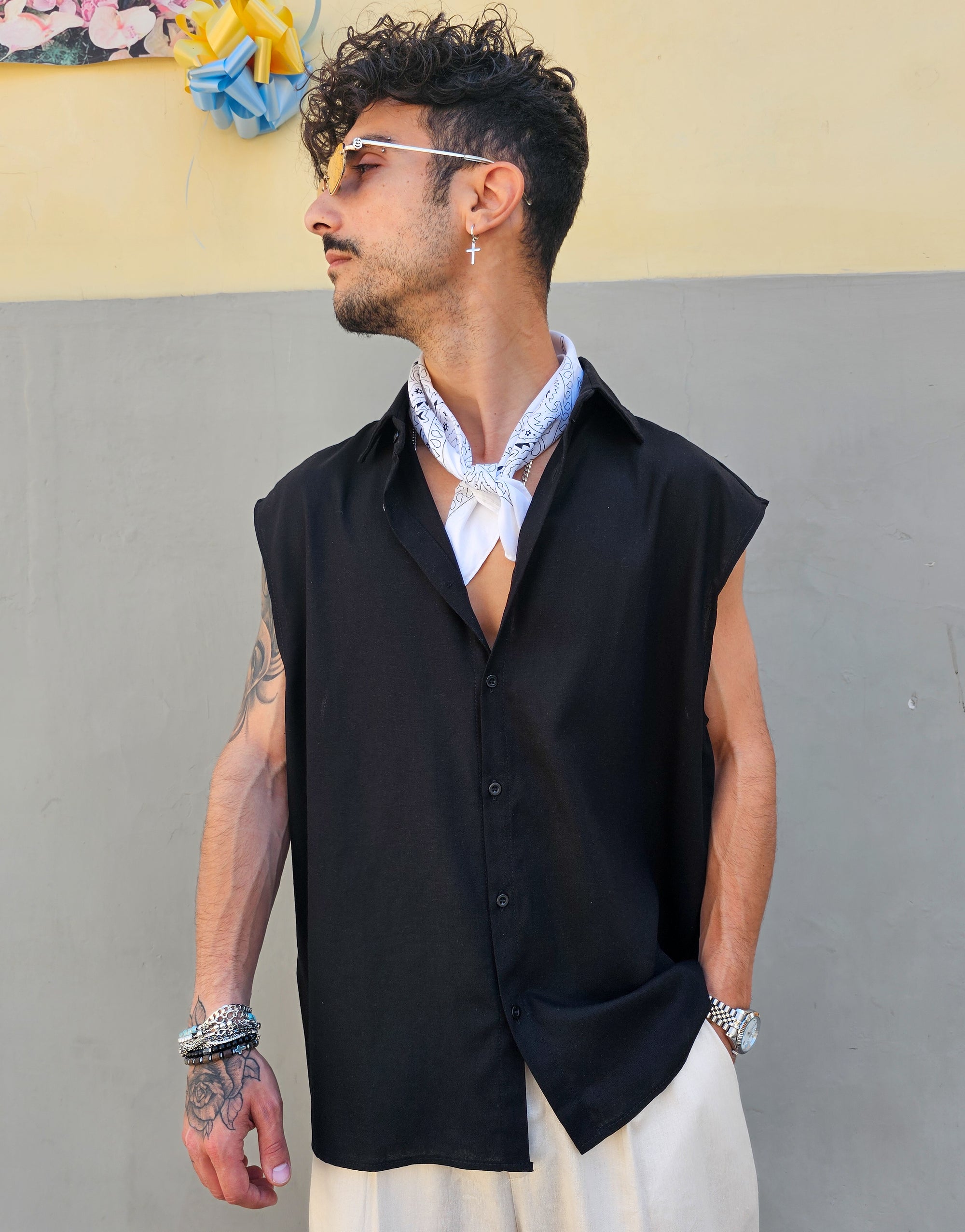 Gilet Smanicato In Lino