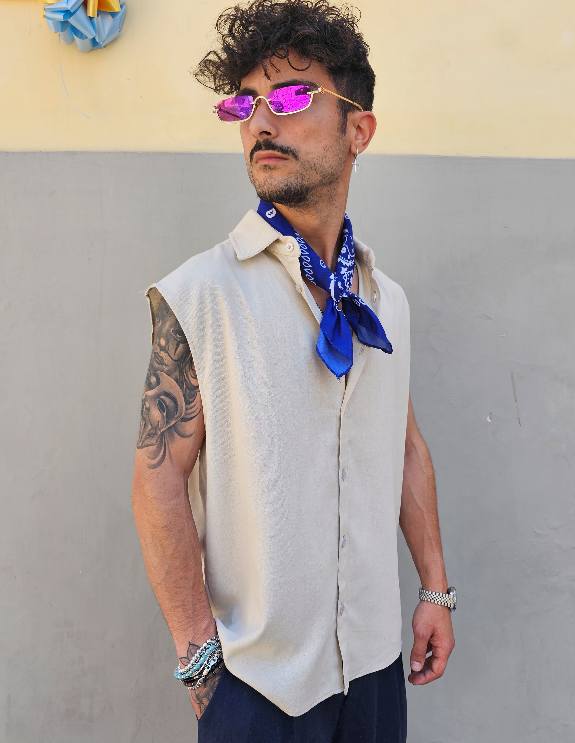 Gilet Smanicato In Lino