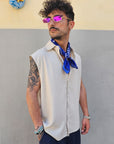 Gilet Smanicato In Lino