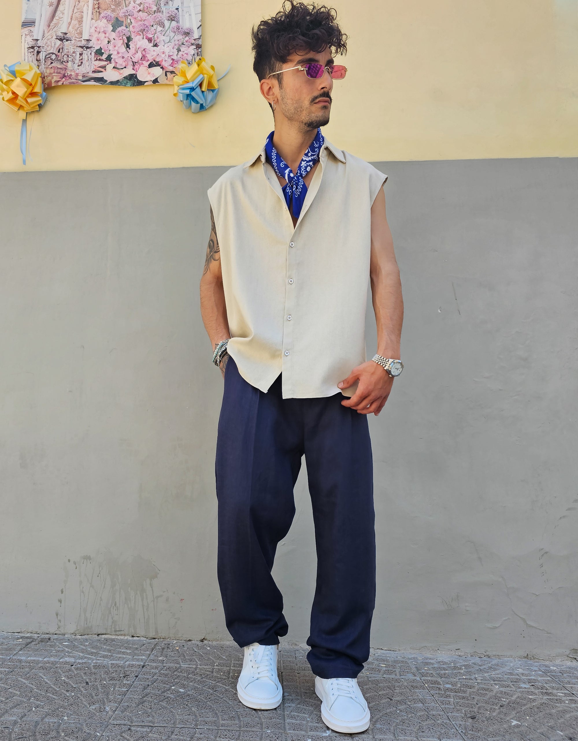 Gilet Smanicato In Lino