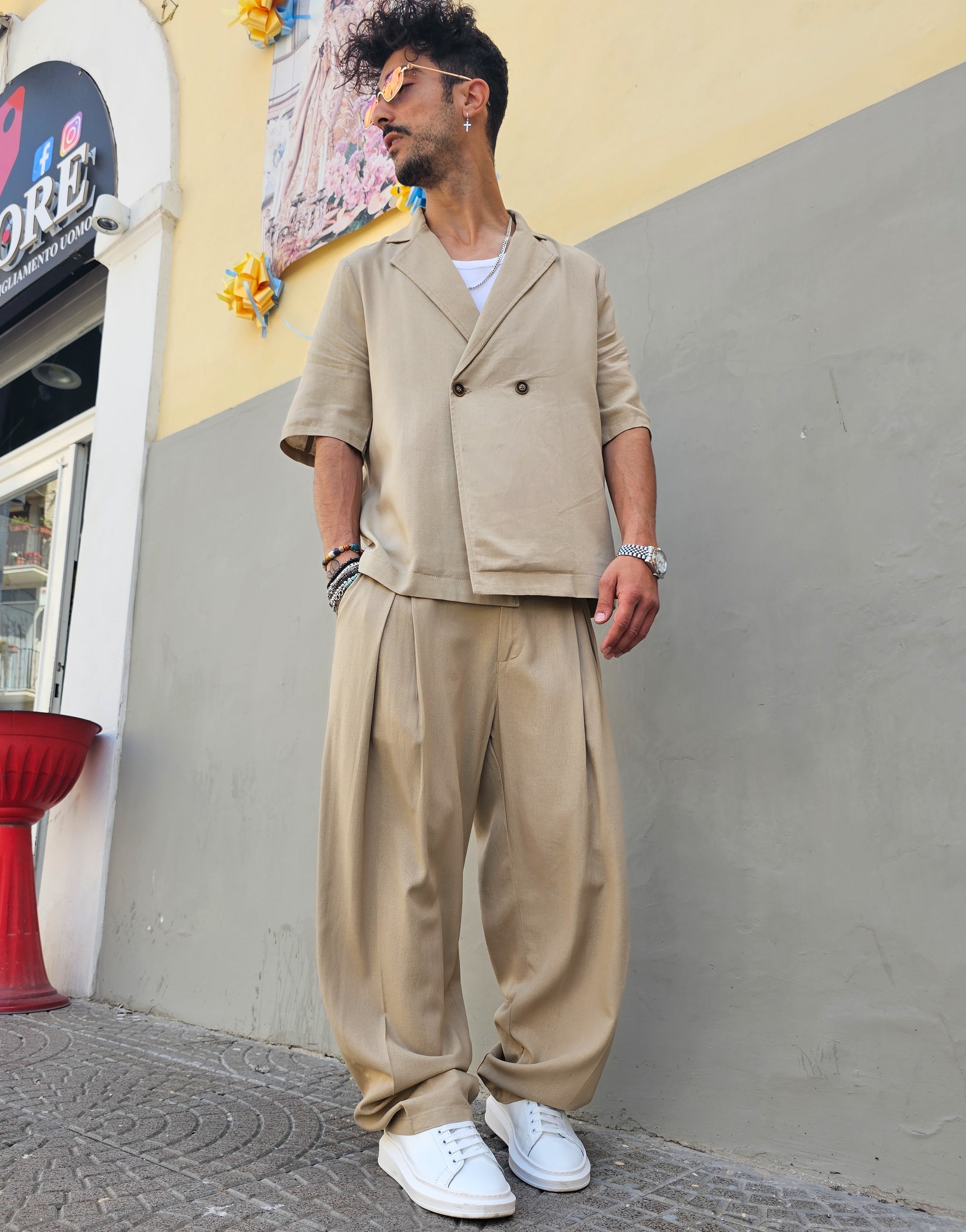 Completo Doppiopetto Baggy Lino