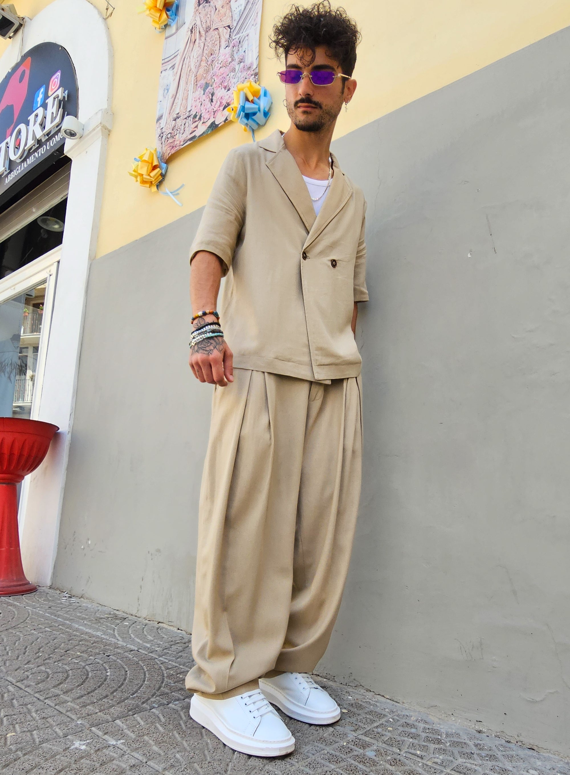 Completo Doppiopetto Baggy Lino