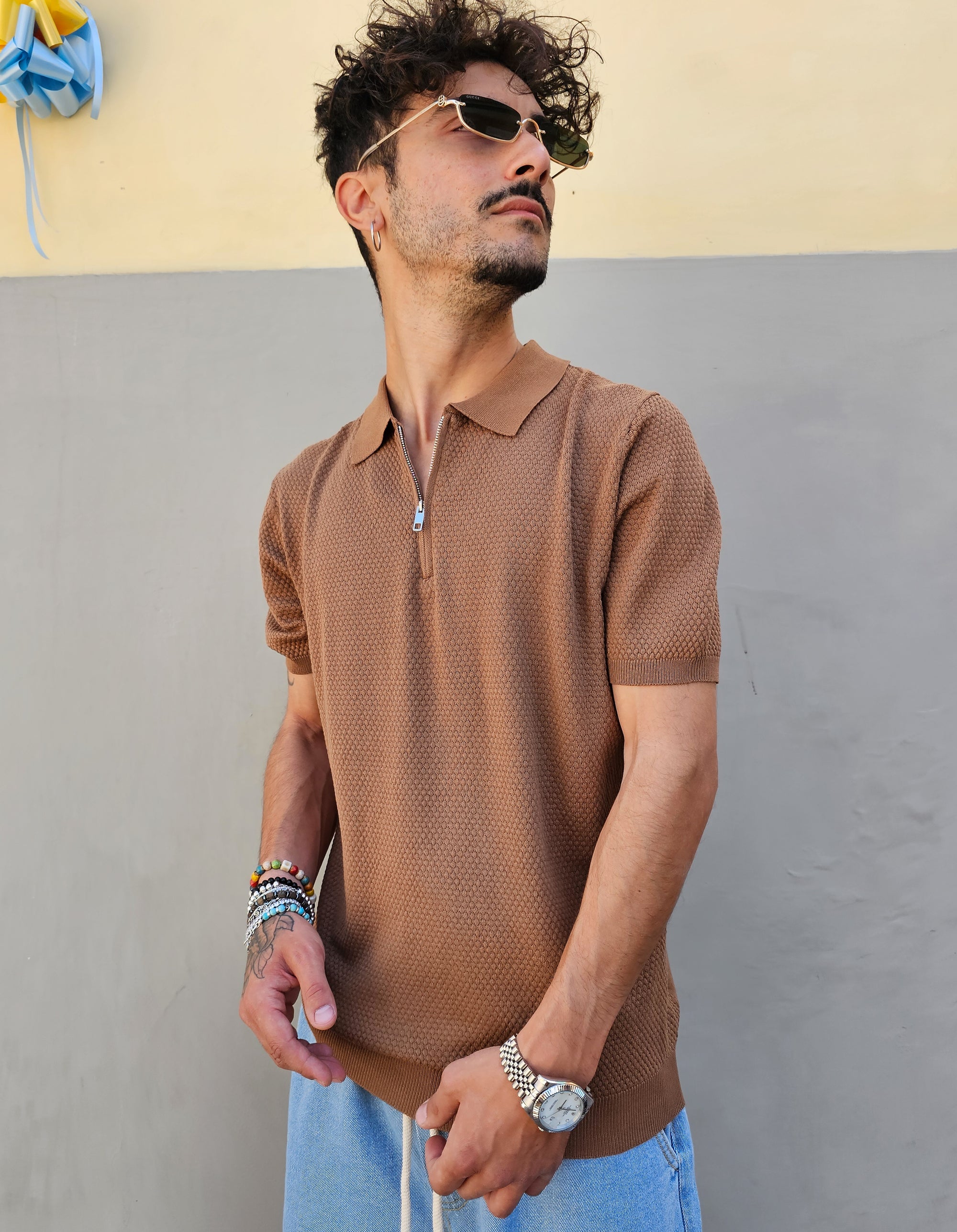 Polo In Filo Nido D'ape Zip