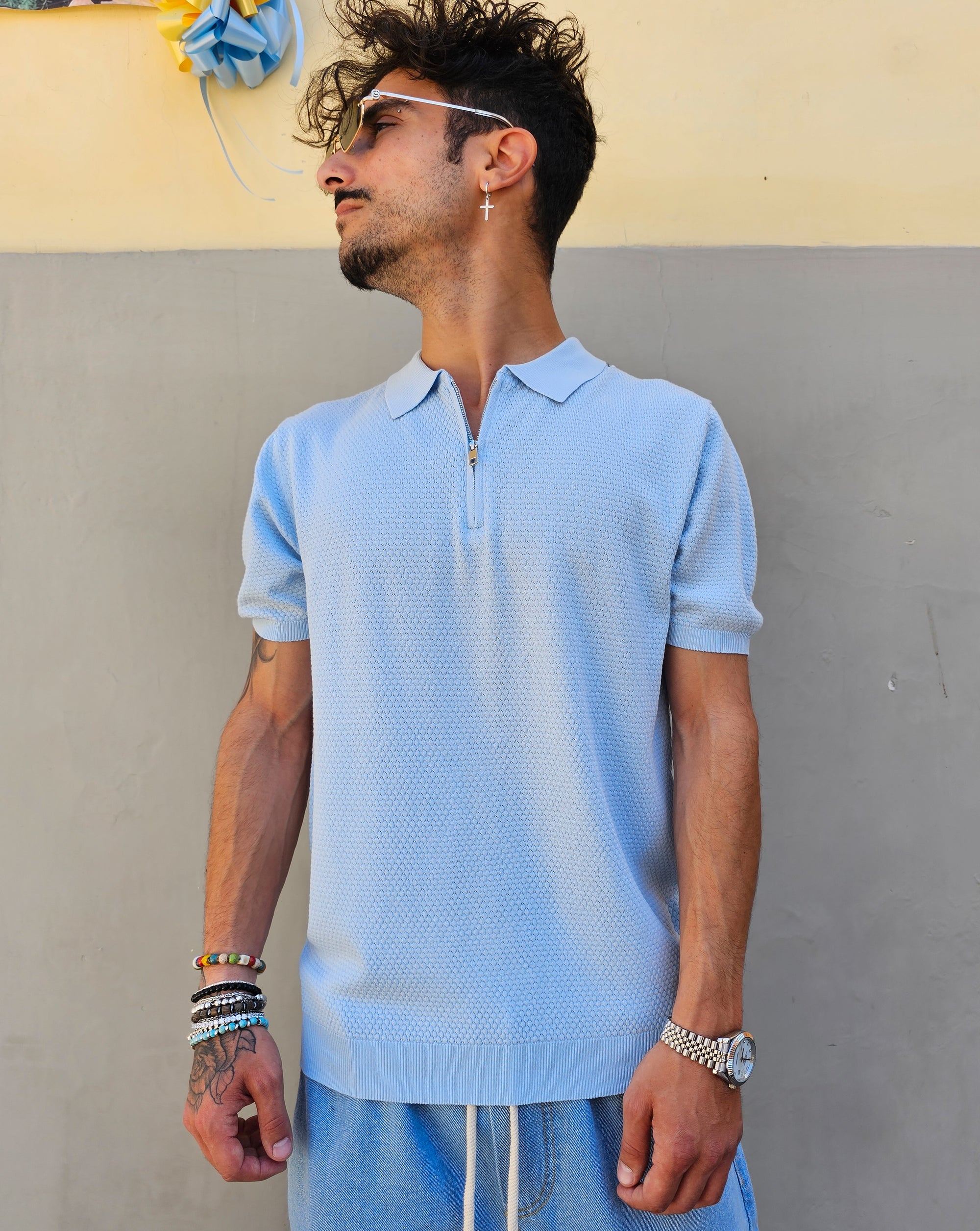 Polo In Filo Nido D'ape Zip