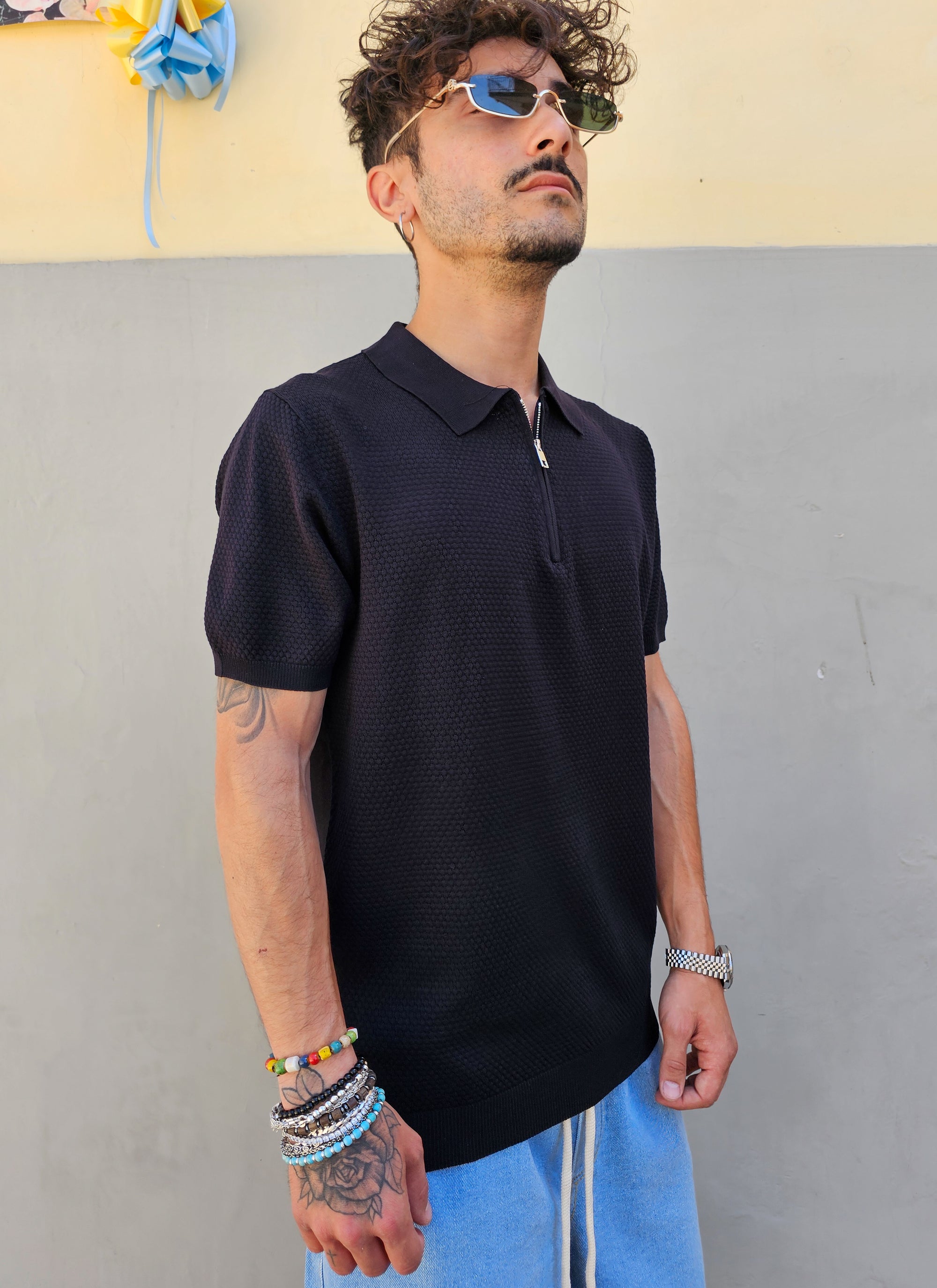 Polo In Filo Nido D'ape Zip