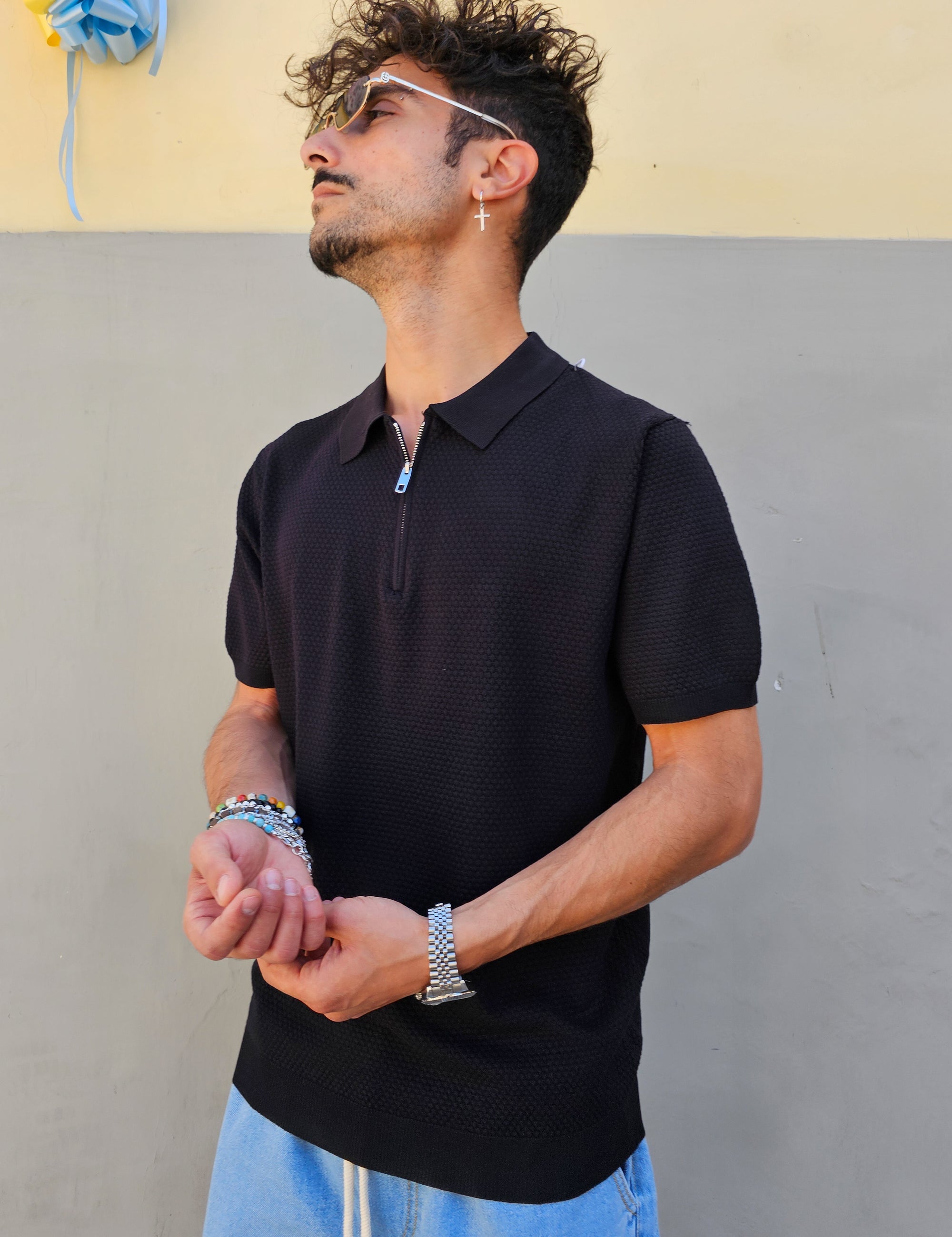 Polo In Filo Nido D'ape Zip
