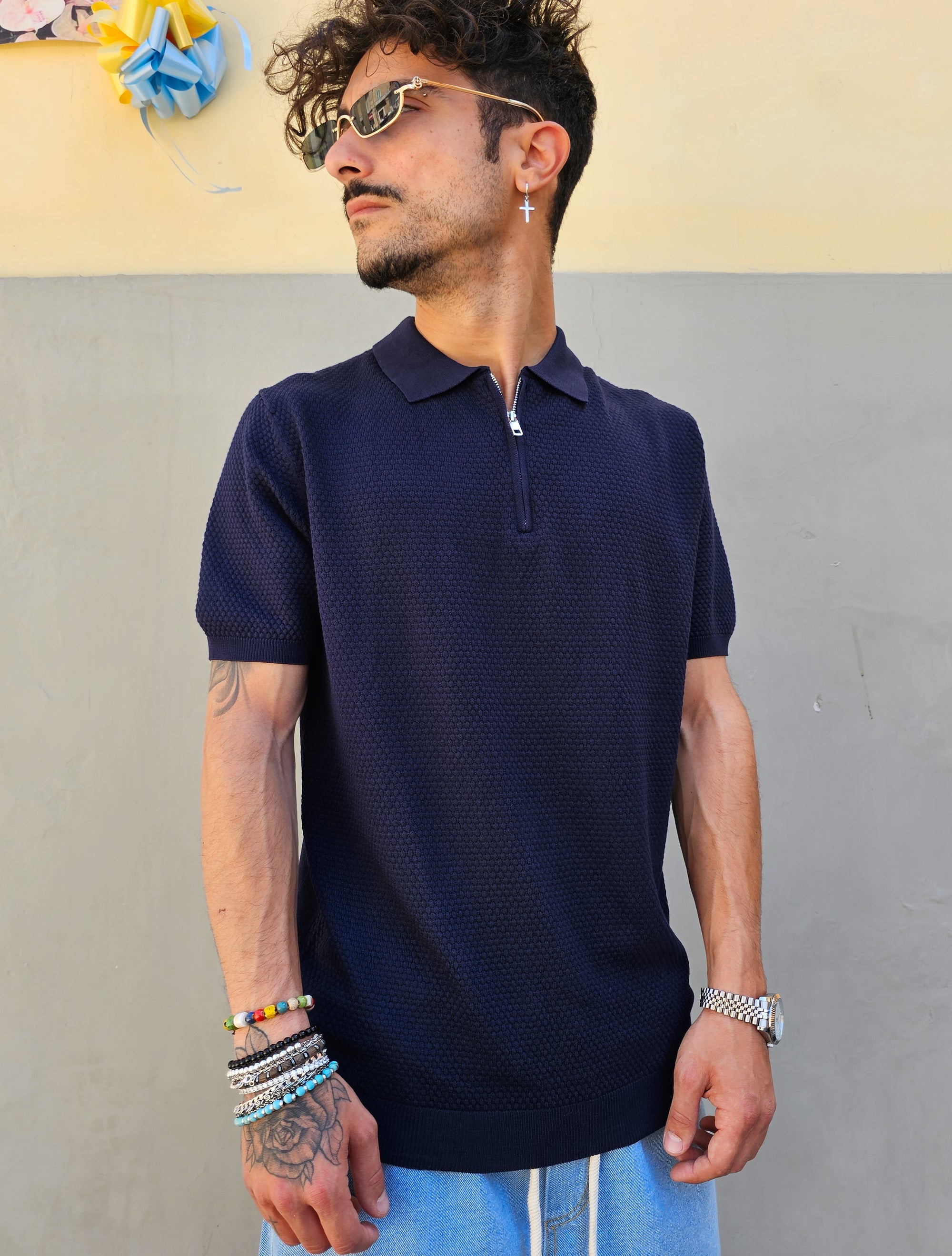Polo In Filo Nido D'ape Zip