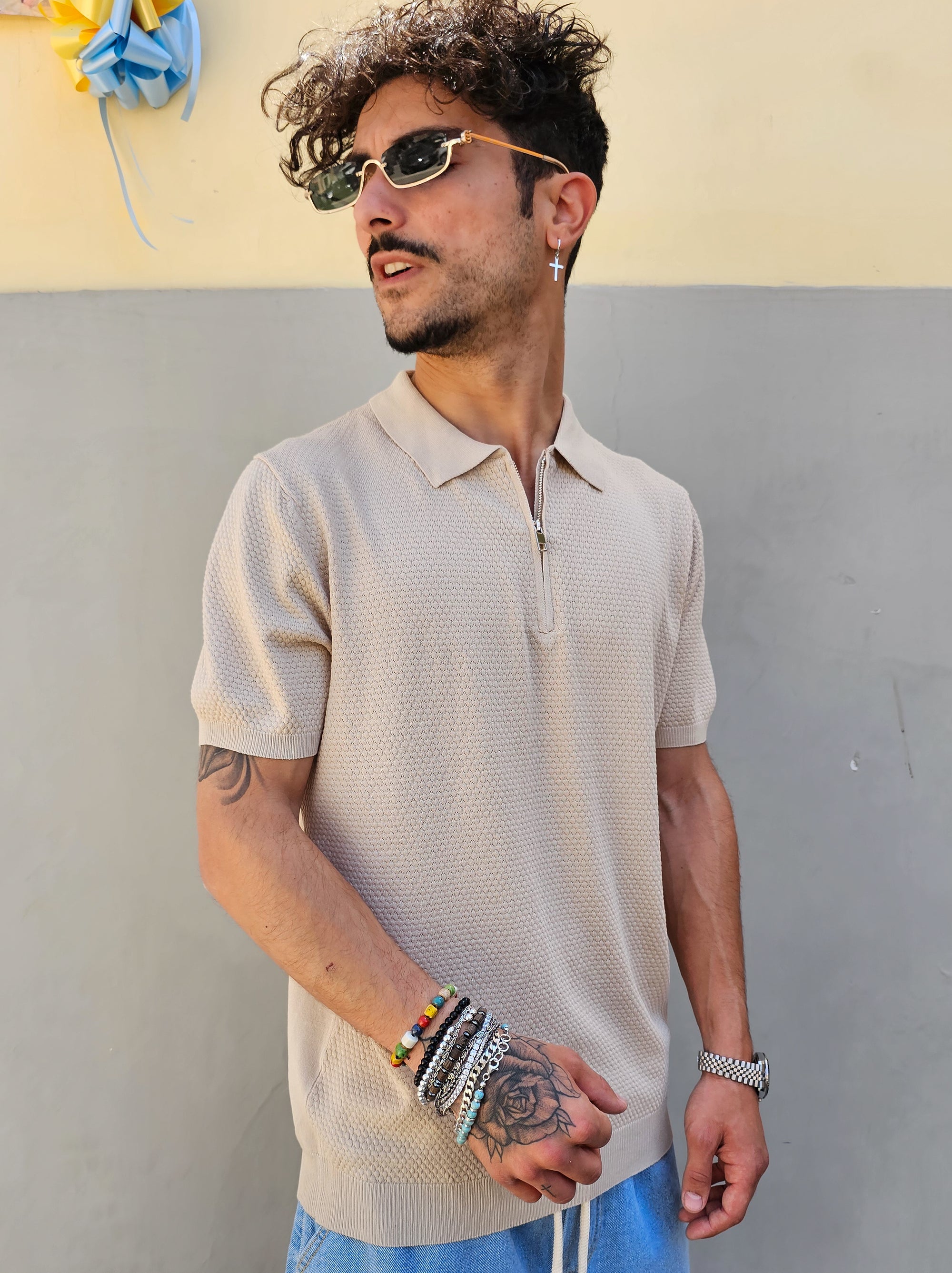 Polo In Filo Nido D'ape Zip