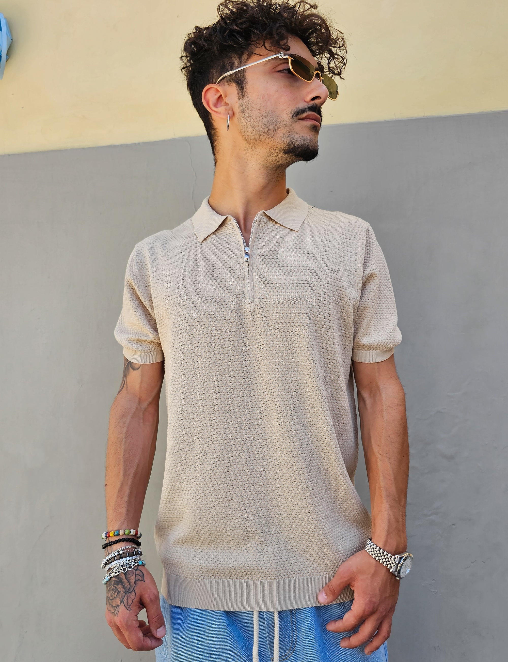 Polo In Filo Nido D'ape Zip