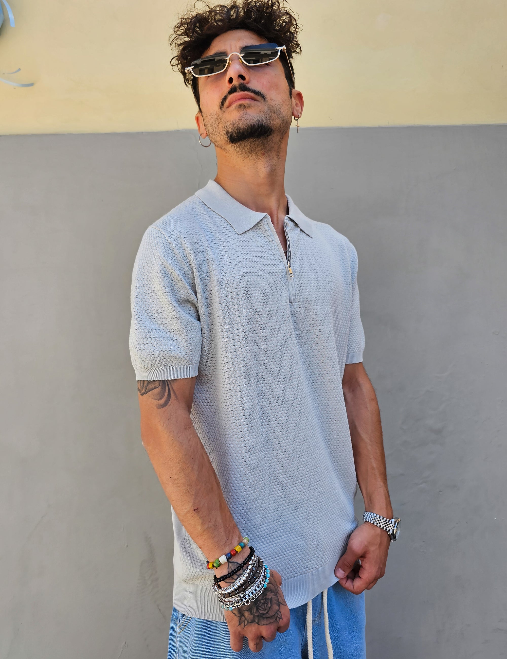 Polo In Filo Nido D'ape Zip