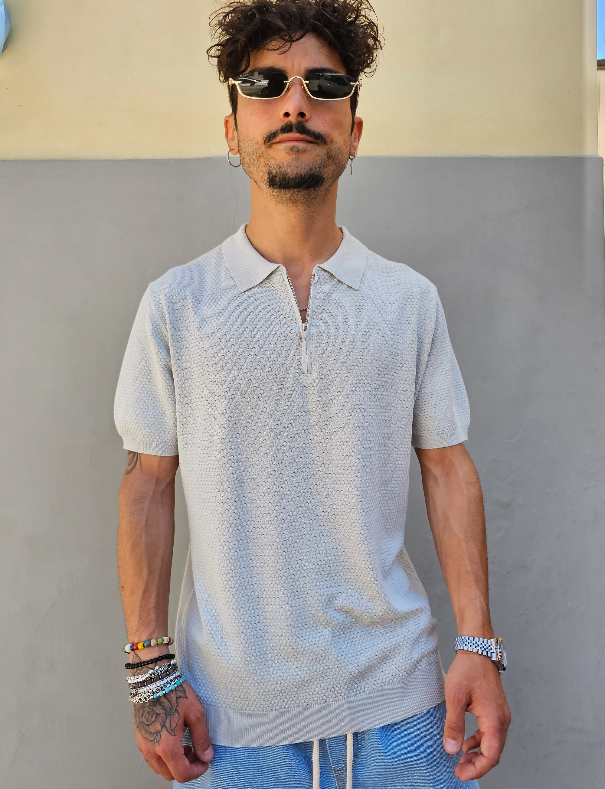 Polo In Filo Nido D'ape Zip