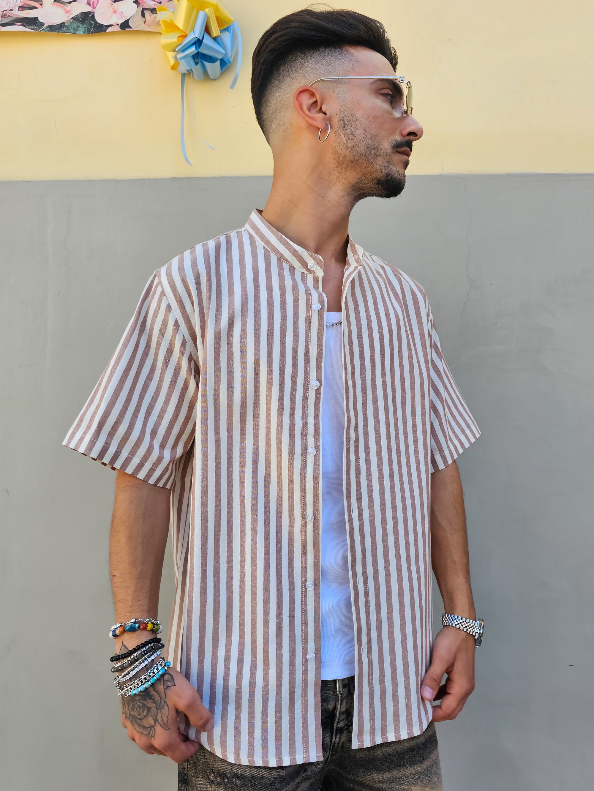 Camicia In Lino Rigata