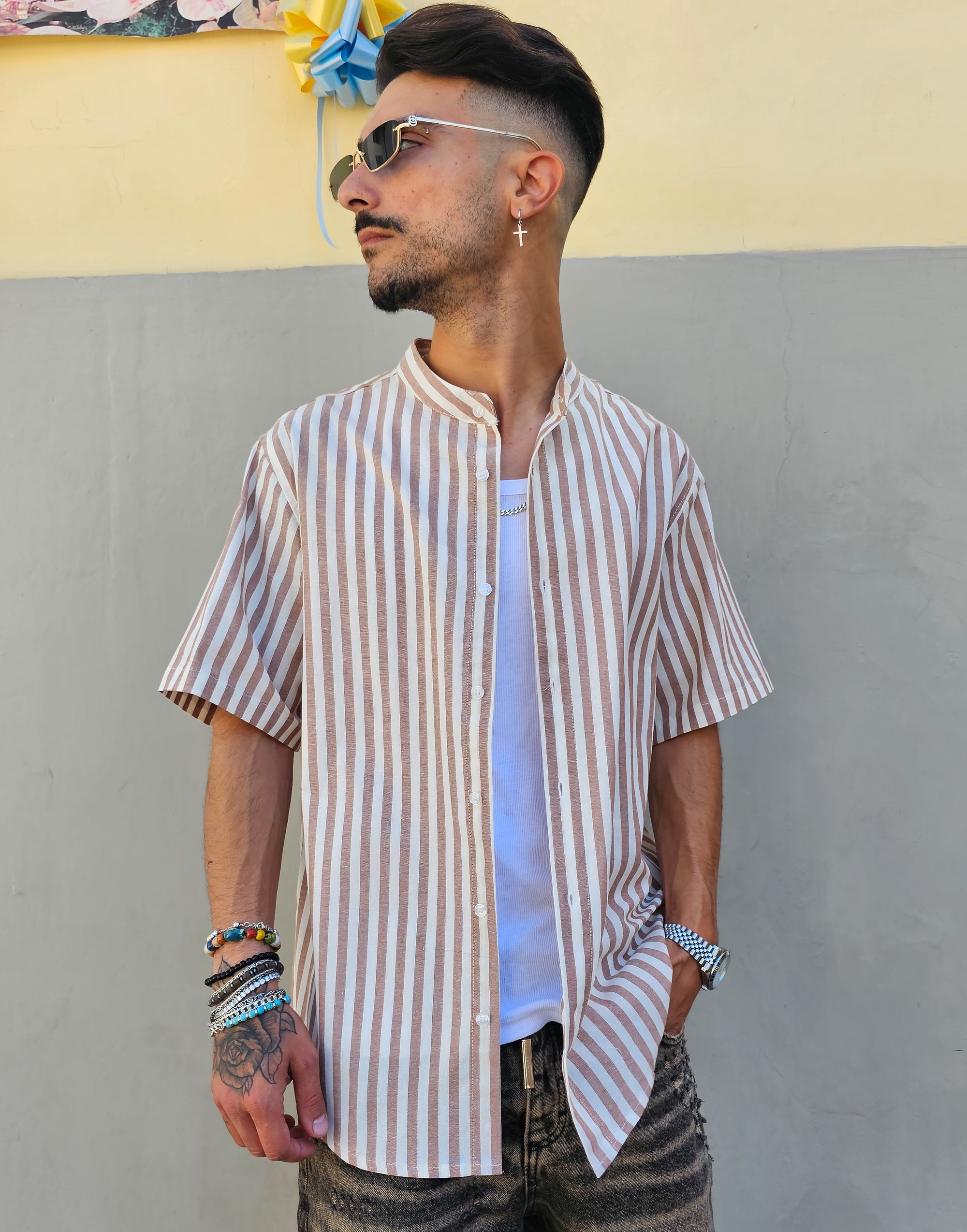 Camicia In Lino Rigata